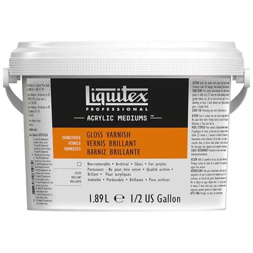 Liquitex Professional Gloss Varnish, Half Gallon Bucket, 1.89 L (64-oz) | 100% Acrylic Polymer Varnish, Gloss Sheen, Protects & Resists Dirt Retention, Increases Brightness, Resists Discoloration - color: Gloss, style: 64-oz