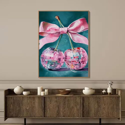 Girly cherry Diamond Art Kits for Adults Diamond Painting Kit for Adults | Cute Girlly Modern 5D Diamond Dots Gem Art Crafts with Tools, Round Full Drill Crafts for Home Wall Decor-12X16in - color: DP02914, size: Round diamond painting