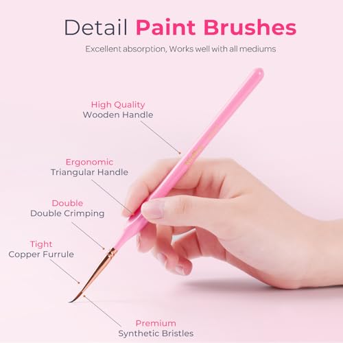 Nicpro 21PCS Fine Detail Paint Brush, Miniature Paint Brushes Drybrush Set - size: 21 PCS