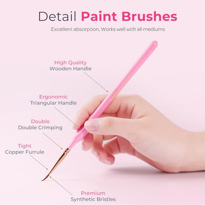 Nicpro 21PCS Fine Detail Paint Brush, Miniature Paint Brushes Drybrush Set - size: 21 PCS