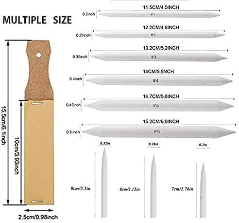N NOROCME 10 PCS Blending Stumps,Sponge Pens and Sandpaper Pencil Sharpener | Kneaded Eraser,Tortillions Paper Art Blenders,Washable Reusable,for Student Artist Charcoal Sketch Drawing - size: 10 Pcs