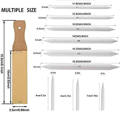 N NOROCME 10 PCS Blending Stumps,Sponge Pens and Sandpaper Pencil Sharpener | Kneaded Eraser,Tortillions Paper Art Blenders,Washable Reusable,for Student Artist Charcoal Sketch Drawing - size: 10 Pcs
