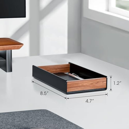 UPERGO Walnut & Aluminum Desk Drawer Organizer, Valet Tray Catchall for Men - style: desk drawer