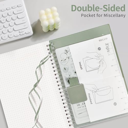 AHGXG Dotted Journal, Grid Spiral Notebook, 160 Pages, A5 (5.7" x 8.3") | 100 GSM Thick Dot Paper, Waterproof Plastic Cover Journals for Journaling, Sketching (Sage Green) - color: Sage Green, style: A5-Dotted
