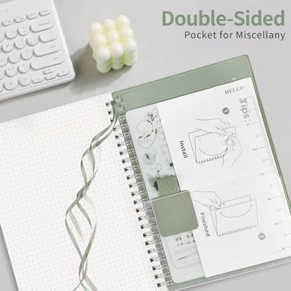 AHGXG Dotted Journal, Grid Spiral Notebook, 160 Pages, A5 (5.7" x 8.3") | 100 GSM Thick Dot Paper, Waterproof Plastic Cover Journals for Journaling, Sketching (Sage Green) - color: Sage Green, style: A5-Dotted