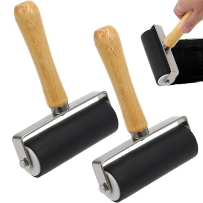Ciieeo 2pcs Rubber Printmaking Roller Ink Roller Tool for Block Printing Stamping Scrapbooking Wallpaper and Glue Spreading 5.82 X 4.80 X 1.37 in