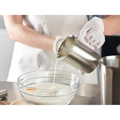 18/8 Stainless Steel Measuring Cup with Handle and Pour Spout, Heavy Duty Kitchen Food Prep Cup for Cooking, Baking, Coffee and Bar Use, 16 OZ (2 Cup, 500 ML) - color: Flat Handle, size: 16 OZ (2 Cup, 500 ML)