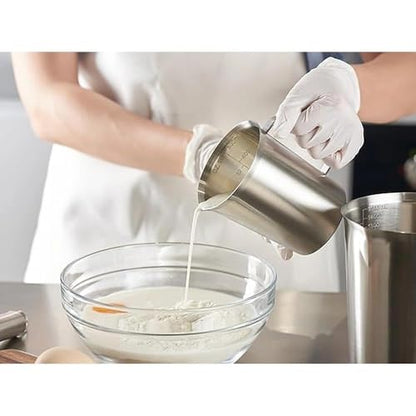18/8 Stainless Steel Measuring Cup with Handle and Pour Spout, Heavy Duty Kitchen Food Prep Cup for Cooking, Baking, Coffee and Bar Use, 16 OZ (2 Cup, 500 ML) - color: Flat Handle, size: 16 OZ (2 Cup, 500 ML)