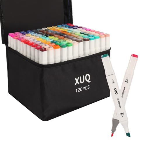 Alcohol Markers, 120 Colors Dual Brush Tip Permanent Art Markers, Coloring Marker, for Book Painting Card Making, Christmas gift for Adults Great Value Pack for Beginners - color: 120Color