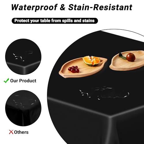 QZYL 4 PCS Picnic Table Cover with Bench Covers, Black Plastic Table Cloths, 54 X 108 in Disposable Waterproof Rectangle Table Covers for Camping Birthdays Weddings Parties Christmas - color: Black, size: 4pcs 54x108 in