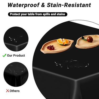 QZYL 4 PCS Picnic Table Cover with Bench Covers, Black Plastic Table Cloths, 54 X 108 in Disposable Waterproof Rectangle Table Covers for Camping Birthdays Weddings Parties Christmas - color: Black, size: 4pcs 54x108 in