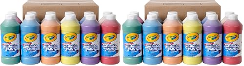 Crayola Washable Paint, Bulk Paint Set for Kids' Art Projects, 16 Oz, Nontoxic Craft Supplies, Teacher Classroom Must Haves, Ages 3, 4, 5, 12 Count, (Pack of 2) - size: 12 Count (Pack of 2), style: Washable Paints