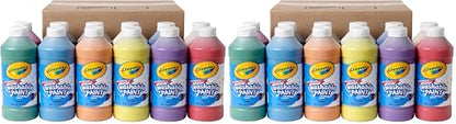 Crayola Washable Paint, Bulk Paint Set for Kids' Art Projects, 16 Oz, Nontoxic Craft Supplies, Teacher Classroom Must Haves, Ages 3, 4, 5, 12 Count, (Pack of 2) - size: 12 Count (Pack of 2), style: Washable Paints