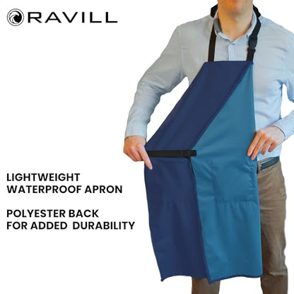 Waterproof Aprons For Men and Women with Pockets | 35" Long Work Aprons for Dishwashing, Dog Grooming, Cleaning - Plastic Dishwasher Apron - Water Resistant Kitchen Apron - color: Blue