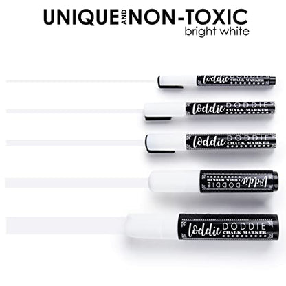 Loddie Doddie Chalk Markers, 1-15mm Tips, Windows & Glass, White, 5 Pack - size: 5 Count (Pack of 1)