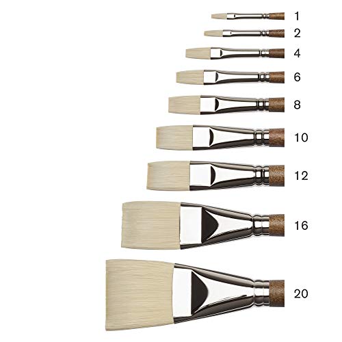 Winsor & Newton Artists' Oil Synthetic Brush, Flat #4 | Synthetic Flagged Bristles, Excellent Color Carrying Capacity, Handmade in England, For Oil Paint - style: Flat #4