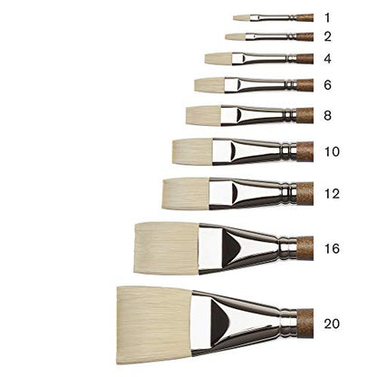Winsor & Newton Artists' Oil Synthetic Brush, Flat #2 | Synthetic Flagged Bristles, Excellent Color Carrying Capacity, Handmade in England, For Oil Paint - style: Flat #2