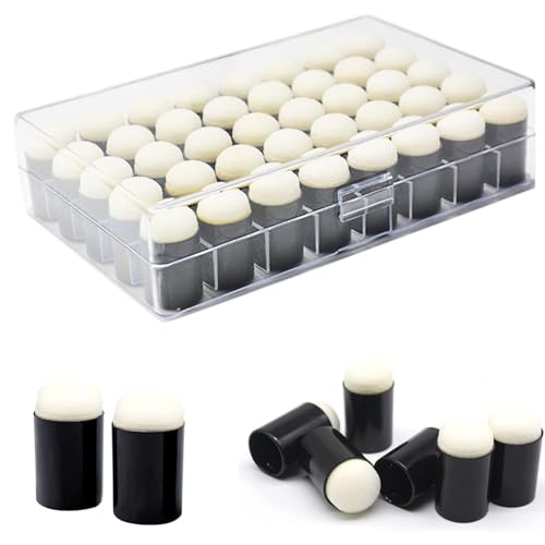 40 Pcs Finger Sponge Daubers with Storage Box for Painting Chalk Ink Card Making Drawing, Finger Painting Sponge Craft Drawing Sponge Dauber Set, Fingerpaint Drawing Sponge Foam