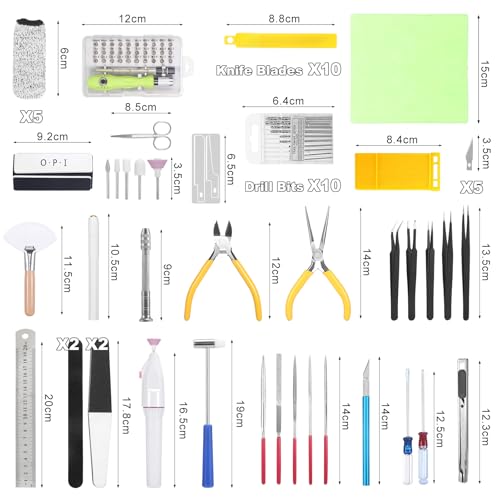 Fippy 101PCS Gundam Model Tools Kit, Hobby Building Tools Kit for Gundam Basic Model Assembling, Building and Repairing - style: Set C