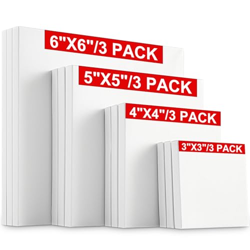 12 Pcs Mini Stretched Canvas for Painting, 3/4/5/6 Inch Blank Profile Square Painting Canvas Small Professional Paint Canva for Kids and Art Supplies for Acrylics, Oils - size: 3 Inches, 4 Inches, 5 Inches, 6 Inches