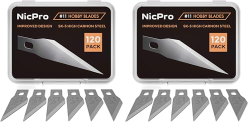 Nicpro 120 PCS Hobby Blades Set SK-5, Utility #11 Art Blades Refill Cutting Tool with Storage Case for Craft, Hobby, Scrapbooking, Stencil (Pack of 2) - size: #11 (Pack of 2)