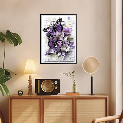 DOTZSO Butterfly Diamond Painting Art Kits for Adults Beginners 12x16 Inch | 5D Full Drill Resin, Landscape Pattern, Fits All Ages, Leisure Craft, Stress Relief, Wall/Shelf Display, All-Occasion Gift - color: AC Butterfly
