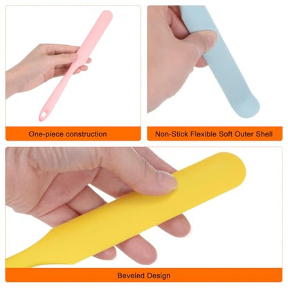 HARFINGTON 2Pcs Silicone Spatula Scraper 9.45" Reusable Non-Stick Flexible Spatulas for Epoxy Resin Liquid Paint Arts DIY Crafts, Yellow - color: Yellow