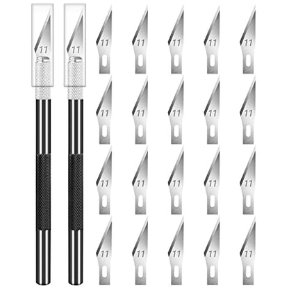DIYSELF 2 Pack Exacto Knife Set, Aluminum Craft Knife with 20#11 Blades - color: Black