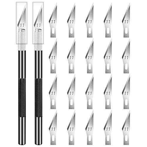 DIYSELF 2 Pack Exacto Knife Set, Aluminum Craft Knife with 20#11 Blades - color: Black