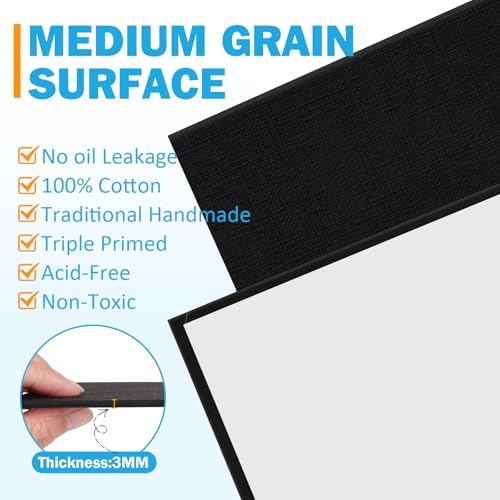 12 Pack Canvas for Painting 8x10 Inch, Black Canvas Boards for Painting Cotton Primed Acid Free Blank Canvas Panels for Oil, Acrylic Paint and Tempera. - size: black canvas 8x10in 12pack