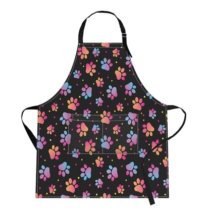 Britimes Apron with Pockets, 32x28 inch, for Women Men, Colorful Paw - color: Cute Dog Paw