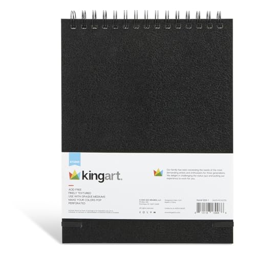 KINGART Black Paper Sketchbook – 8 x 10.5 Inch, 1-Pack – 75 Sheets (70 lb / 110 GSM), Premium Acid-Free Heavyweight Dark Drawing Pad for Charcoal & Gels