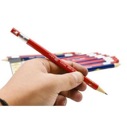 Maydahui 12Pcs 2.0mm Red Blue Mechanical Pencils with 20Pcs 2B Refills | Hexagonal Automatic Wood-like Pencil Built-in Sharpener for Artist Drawing Sketching Drafting Homework Practise