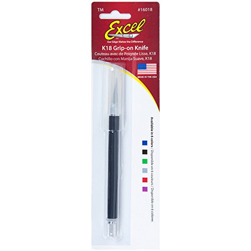 Soft Grip Hobby Knife, Excel Blades K18 with Safety Cap, American Made Light Duty Craft Knife (Black) - color: Black (1)
