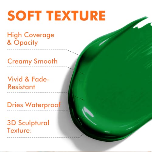 GOTEIDAL Green Acrylic Paint, Sap Green Paint (250ml / 8.45oz) Tubes | Art Craft Paints, Rich Pigments Non Toxic for Canvas Painting, Rock, Stone, Wood, Art Supplies - color: Sap Green