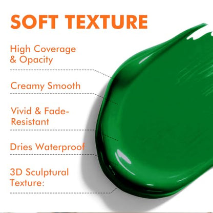 GOTEIDAL Green Acrylic Paint, Sap Green Paint (250ml / 8.45oz) Tubes | Art Craft Paints, Rich Pigments Non Toxic for Canvas Painting, Rock, Stone, Wood, Art Supplies - color: Sap Green