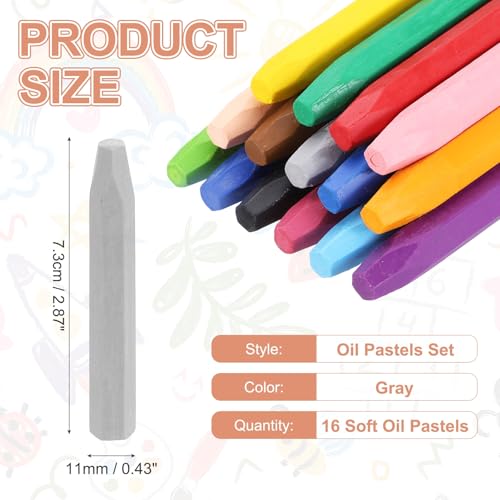 MECCANIXITY 16PCS Oil Pastels Set, Soft Oil Colored Drawing Pastels Chalk Vibrant Color for Artists Art Supplies for Beginners Teachers, Gray - color: Gray
