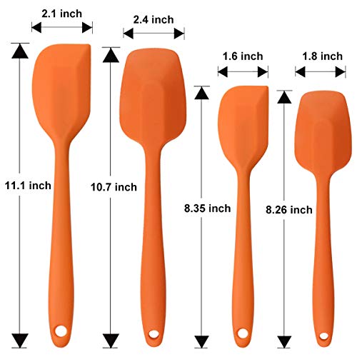 Silicone Spatulas Set, Rubber Spoon Spatula Heat Resistant Spoonula One Piece Design Seamless Spatula Non-Stick Scrapers Baking Mixing Tool (Orange Set) - color: Orange Set