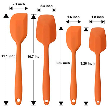 Silicone Spatulas Set, Rubber Spoon Spatula Heat Resistant Spoonula One Piece Design Seamless Spatula Non-Stick Scrapers Baking Mixing Tool (Orange Set) - color: Orange Set
