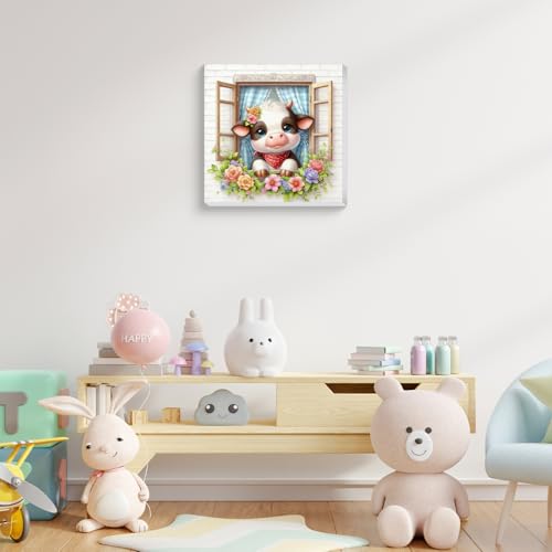 Cow Paint by Numbers Kit for Kids with Frame Wooden Easel 8x8 inch - color: style-8