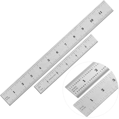 EBOOT 2 Pcs Stainless Steel Ruler Machinist Engineer Ruler with Markings 1/8, 1/16, 1/32, 1/64 Inch for Engineering, School, Office, Architect, and Drawing - size: 6 Inch, 12 Inc