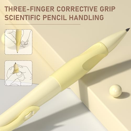 Four Candies 4PCS 2mm Mechanical Pencils for Kids, Comfort Ergonomic Grip | Jumbo Pencils with 44PCS Lead Refills(Black, Color), 2PCS Sharpeners & Erasers, Cute School Supplies for Kids Writing Drawing
