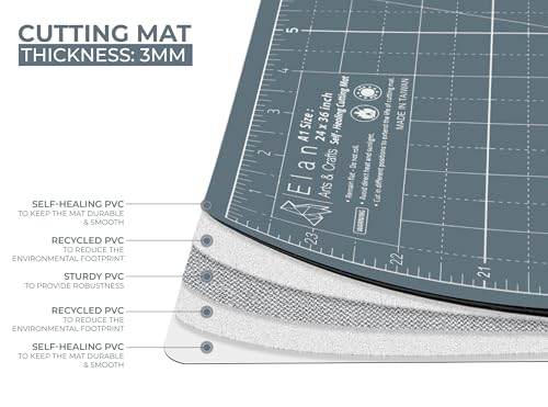 Elan Cutting Mat A2 Gray, Self Healing Cutting Mat 18x24 Inch, 5-Ply Craft Board Gray, Hobby Board for Crafts 18x24 Inch - style: 24 x 18"