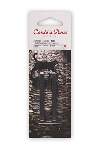 Conté à Paris 2B 2 Count Sketching Crayons, Black, 2.5X.25 inch - color: Black