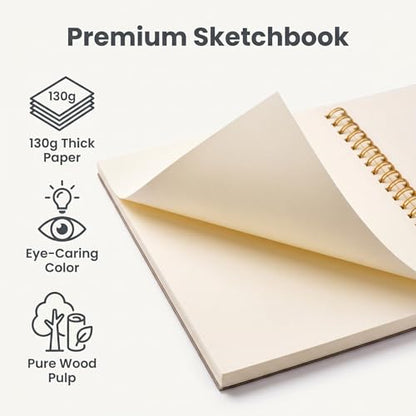 Sketch Book for Kids 8.5 x 11.5 Inch Hardcover Spiral Bound Sketch Pad, 60 Sheets 130gsm Thick Paper, Art Drawing Book for Children Sketch Book（ 1PCS） - color: Cloud