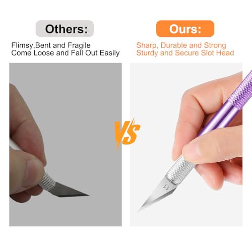 3PCS Craft Knife Hobby Knife Includes 30PCS Spare Exacto Knife Blades #11 and A Ruler, HEADLEY TOOLS Precision Exacto Knife Set Ideal for Crafting, Scrapbooking, Arts, DIY, Stencil, Carving - color: 3 Colors