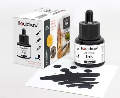 Liquidraw Acrylic Drawing Ink - 10 x 1.18 fl oz (35 ml) Bottles with Ink Dropper | Suitable for Painting, Art Drawing & Design | Great for Professionals, Artists, Students & Hobbyists | Craft Gift - style: Set of 10 (Assorted Colours)