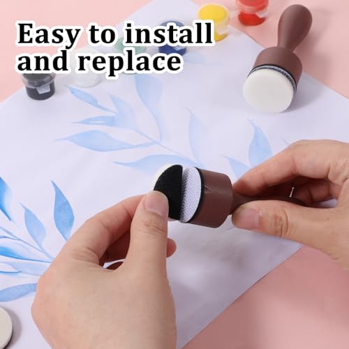 46 Pcs Mini Ink Blending Tool Set, 2 Round Red Mini Applicator Tools and 44 Replacement Foam Pads Daubers Blending Brushes for card Making Craft Scrapbooking Painting Drawing Handle Embossing Stencils - color: Red
