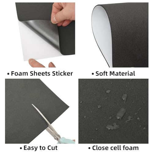 MEARCOOH 3mm Self Adhesive Foam Sheets Crafts, Black 9x12 Inch Sticky Eva Foam Paper for Crafts Cardmaking Cushion Embroidery Classroom Scrapbooking Crafts (Pack of 2) - color: Black Self-adhesive, size: 9X12in-3mm (Pack of 2)