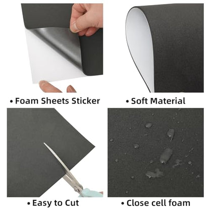 MEARCOOH 3mm Self Adhesive Foam Sheets Crafts, Black 9x12 Inch Sticky Eva Foam Paper for Crafts Cardmaking Cushion Embroidery Classroom Scrapbooking Crafts (Pack of 2) - color: Black Self-adhesive, size: 9X12in-3mm (Pack of 2)